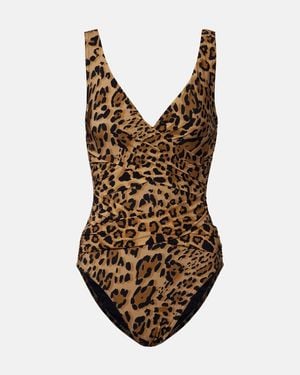 Karla Colletto Leopard-Print Draped Swimsuit - Brown