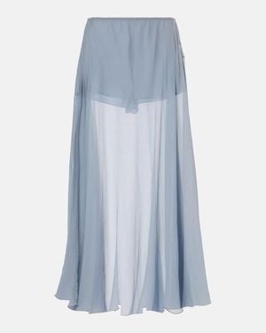 Chloé Maxirock aus Seidenchiffon - Blau