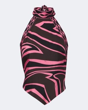 PUCCI Top Labirinto De Sarga De Seda - Rojo