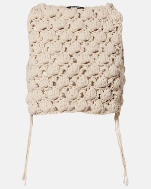 Balmain Cropped-Top Aus Haekelstrick - Natur