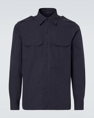 Tom Ford Cotton And Silk Poplin Shirt - Blue
