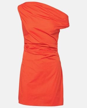 STAUD Phare Draped Cotton Minidress - Orange