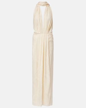 Johanna Ortiz Scarf-Detail Jacquard Maxi Dress - White