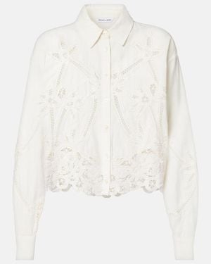 Veronica Beard Aderes Cotton And Linen Shirt - White
