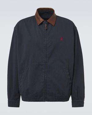 Prada Blouson Aus Canvas Mit Leder - Blau
