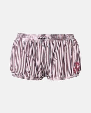 The Attico Striped Cotton Shorts - Purple