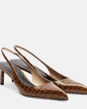 Tom Ford Croc-Effect Slingback Court Shoes - Brown