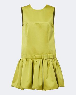 Plan C Vestido Corto De Saten Con Lazo - Verde
