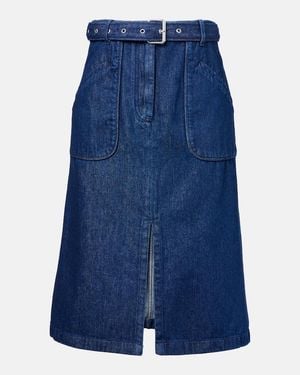 Dries Van Noten Denim Midi Skirt - Blue
