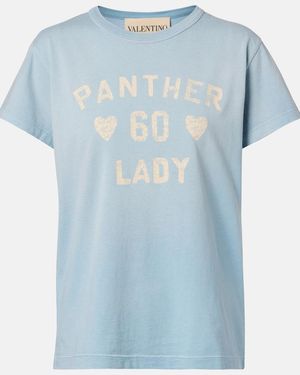 Valentino Printed Cotton Jersey T-Shirt - Blue