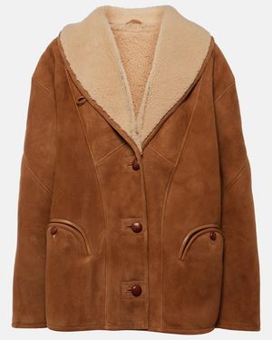 Blazé Milano Tatoosh Shearling-Lined Suede Jacket - Brown