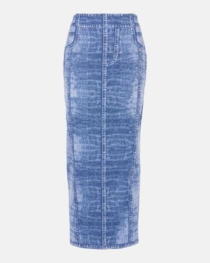 Balmain Trompe L'Oil Knitted Midi Skirt - Blue