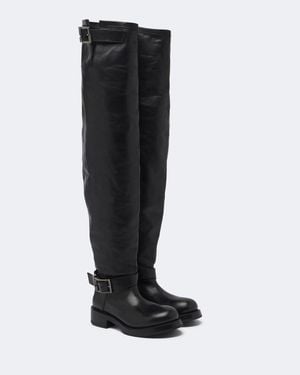 Balenciaga Leather Over-The-Knee Boots - Black