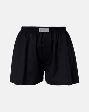 Balenciaga Logo Wool-Blend Shorts - Blue