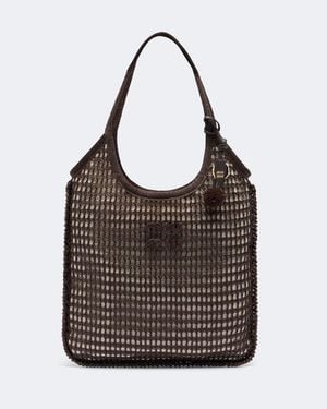 Miu Miu Ivy Crochet Raffia-Effect Shopper - Brown