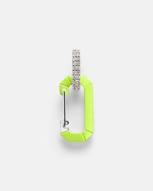 Eera Pendiente Individual Chiara De Oro Blanco De 18 Ct Con Diamantes - Verde