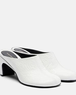Dries Van Noten Mules 65 Aus Leder - Weiß