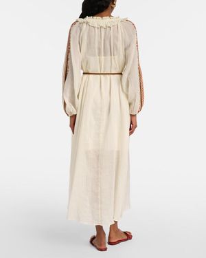 Zimmermann Coco Embroidered Maxi Dress in Natural | Lyst