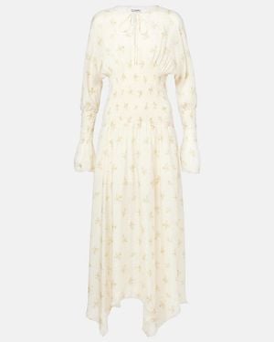 Ganni Dress With Floral Pattern - Natural