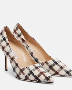 Manolo Blahnik Bb 90 Checked Court Shoes - Metallic