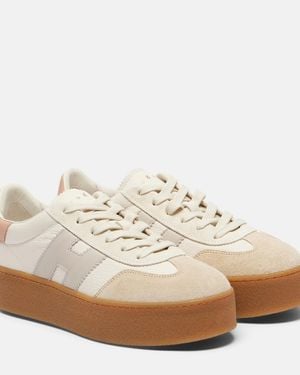 Hogan H698 Suede-Trimmed Leather Trainers - White