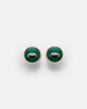 Pomellato Pom Pom Dot 18Kt Rose Earrings With Malachite And Diamonds - Green