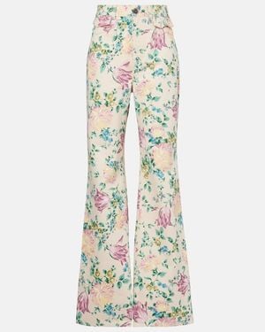 Chloé Floral High-Rise Flared Jeans - Green