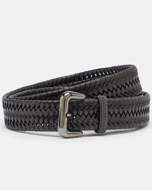 Brunello Cucinelli Monili Braided Leather Belt - Black