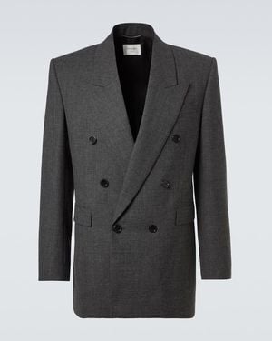 Saint Laurent Double-Breasted Wool Blazer - Black