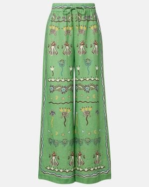 ALÉMAIS Sun Dancer Linen Wide-Leg Pants - Green