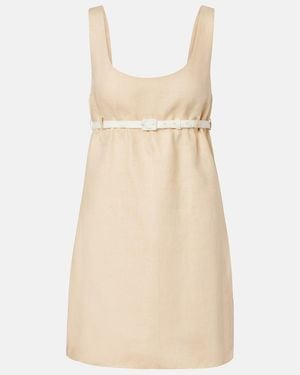 Posse Pamela Belted Linen Minidress - Natural