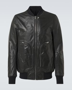 Rick Owens Bauhaus Flight Leather Bomber Jacket - Black