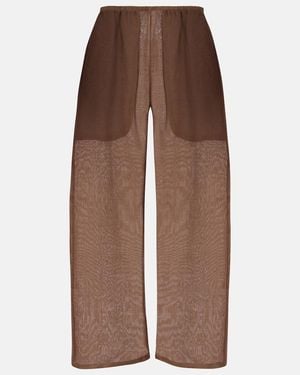 Leset Niko Ramie Cropped Barrel-Leg Trousers - Brown