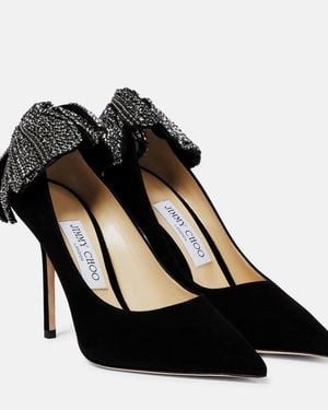 Jimmy Choo Love 100 Embellished Suede Court Shoes - Black