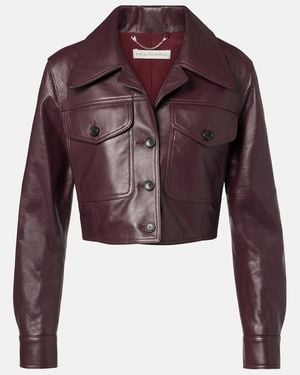 Emilia Wickstead Nics Cropped Leather Jacket - Red