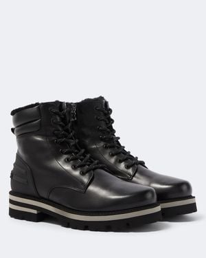 Bogner Schnuerstiefel Courchevel Aus Leder Mit Shearling - Schwarz