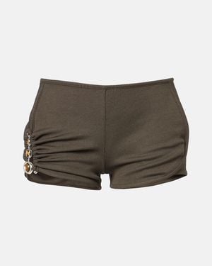 Christopher Esber Droplet Crystal Embellished Ruched Shorts - Green