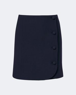 Valentino Virgin Wool Crepe Miniskirt - Blue