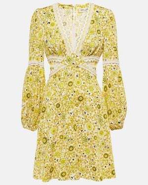 Diane von Furstenberg Kimmie Printed Cutout Twill Minidress - Yellow