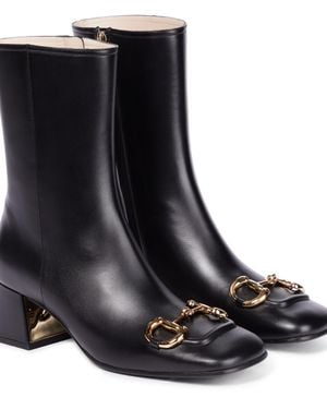 Gucci Horsebit Leather Ankle Boots - Black