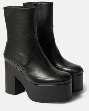 Dries Van Noten Leather Platform Ankle Boots - Black