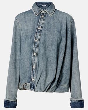 Loewe Draped Belted Denim Shirt - Blue