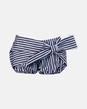 Rabanne Bow-Detail Striped Cotton Shorts - Blue