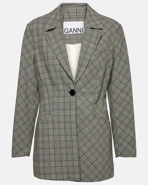 Ganni Checked Blazer - Grey