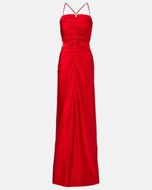 Max Mara Oggetti Ruched Halterneck Bustier Gown - Red