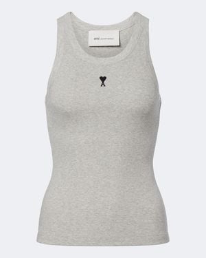 Ami Paris Ami De Cour Cotton Jersey Tank Top - Gray