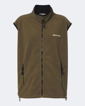 Miu Miu Chaleco De Forro Polar Con Logo - Verde