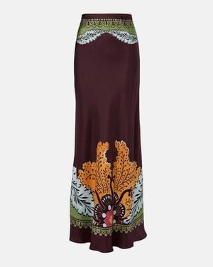 La DoubleJ Sleek Placee Silk Maxi Skirt - Purple