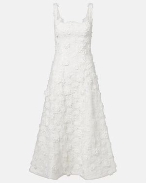 LEO LIN Embroidered Lace Midi Dress - White