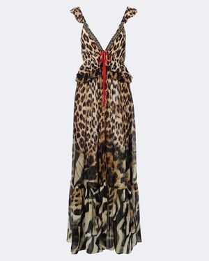 CAMILLA Embellished Leopard-Print Silk Chiffon Maxi Dress - Metallic